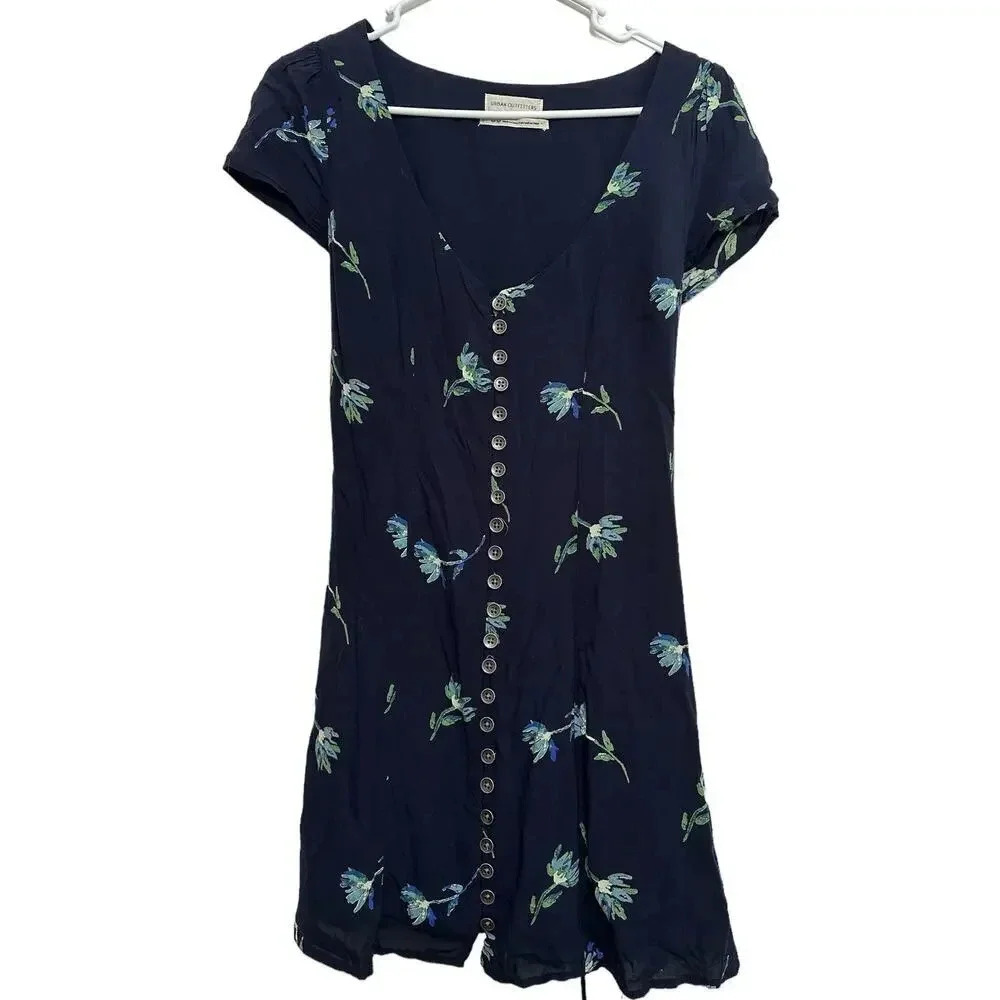 Urban Outfitters Navy Blue Floral Mini Dress